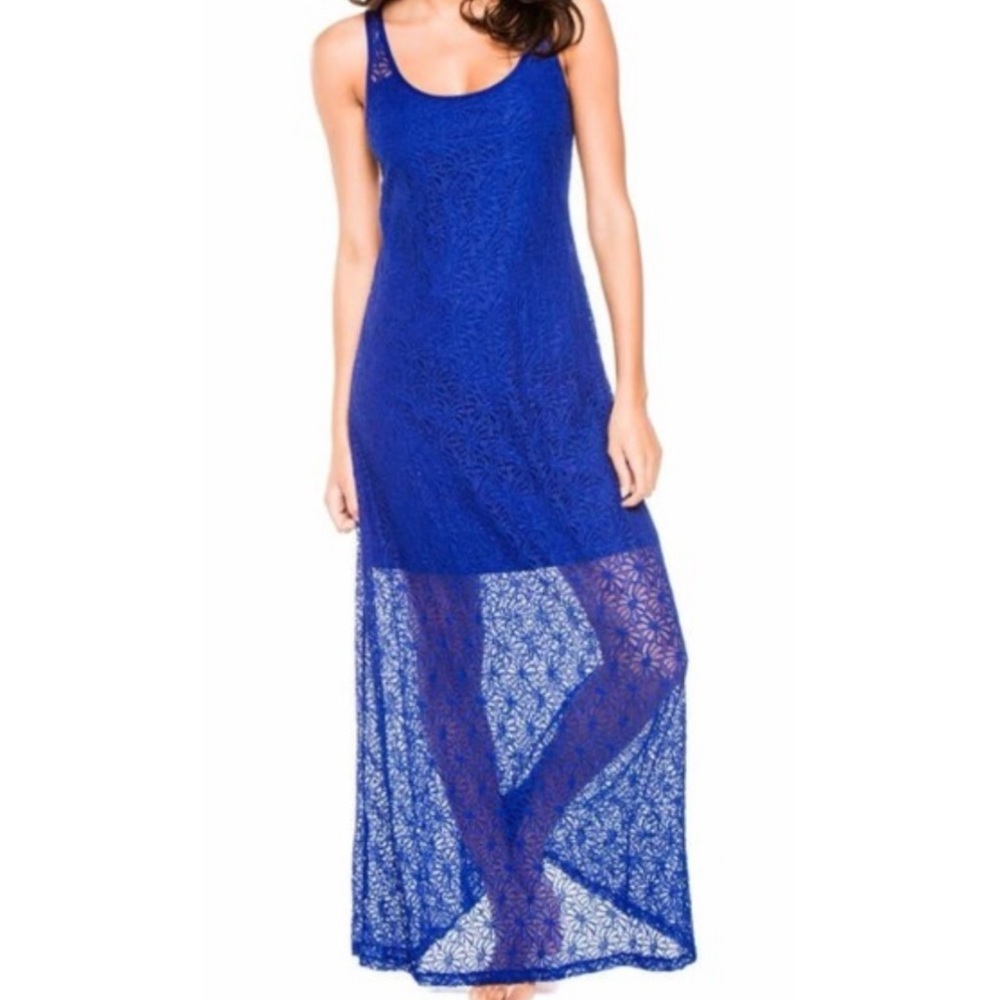 Tommy Bahama Danube Blue Crochet Lace Maxi Dress